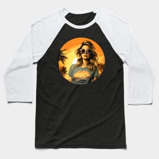 Summer Surfer Girl Baseball T-Shirt
